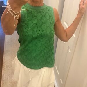 Green Eyelet Top, XS